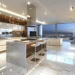 a beautiful white floor kitchen